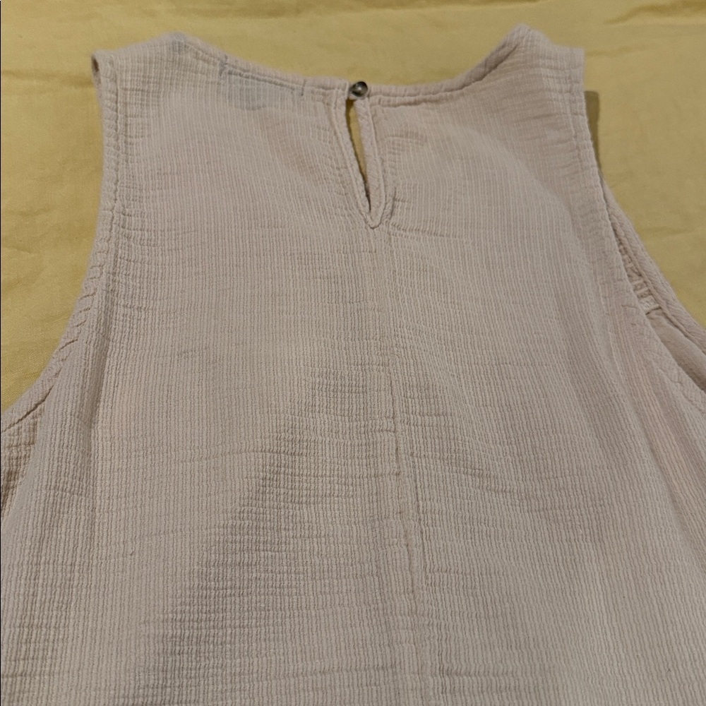 prAna Seakissed Tank Top Beige Organic Cotton Smocked Women’s M Boho - Picture 7 of 8